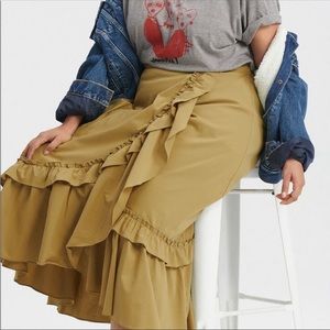 Anthropologie Maeve Constance Ruffled Maxi Skirt size XL